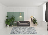 8' x 10' Blue and Ivory Oriental Power Loom Area Rug
